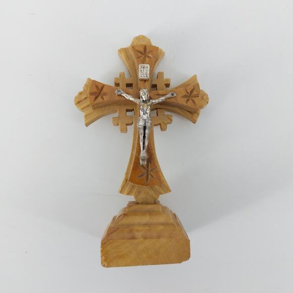 Set 2 Crosses Jesus Jerusalem Olive Wood Crucifix Holy Land - Picture 9 of 12